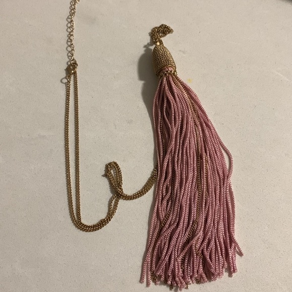 COLORFUL Tassel Necklaces pink and gold color 15” chain, 6” tassel - Picture 5 of 5
